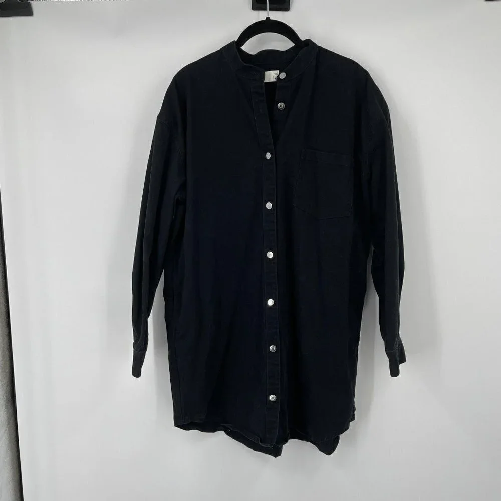 Wilfred Free Jacket 2 Womens Black Button Down Casual Shirt Long Sleeves Thick